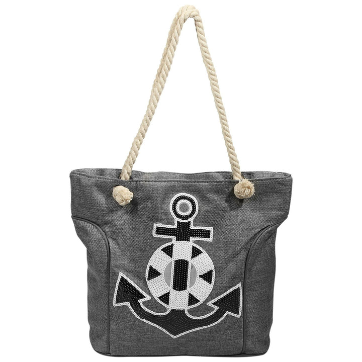 Strandtasche Anchor Shine – maritime Schultertasche mit Pailletten Ankermotiv in 4 Farben