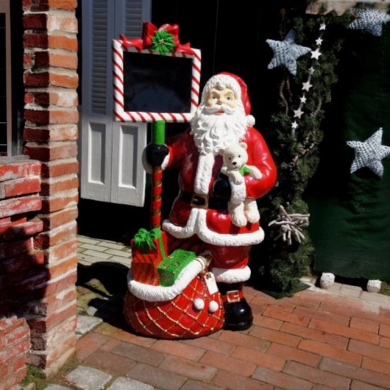Weihnachtsmann mit Schild, XXL Weihnachtsfigur, 145 cm