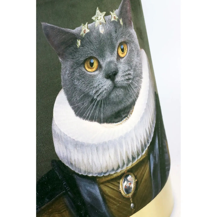 Sitzpouf Queen of Cats Ø 32 x 37 cm Samtpouf mit Katzenmotiv