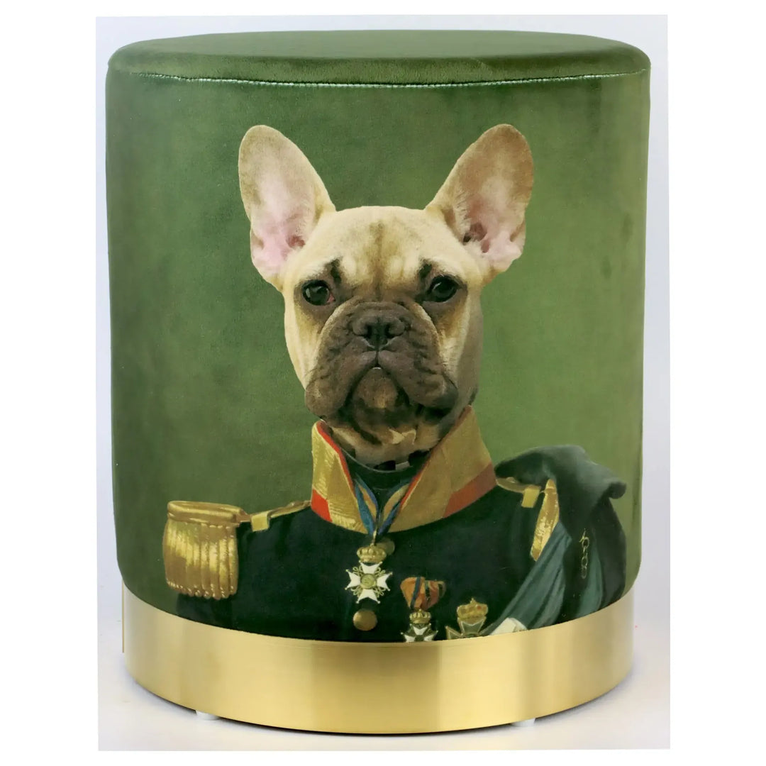 Sitzpouf King of Dogs Ø 32 x 37 cm Samtpouf mit Hundemotiv