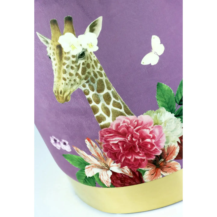 Sitzpouf Fancy Giraffe Ø 32 x 37 cm Samtpouf mit Giraffenmotiv