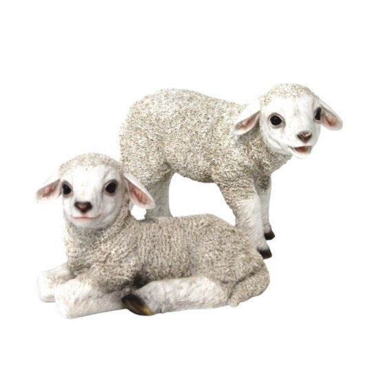 Deko Lamm 2er Set aus Kunstharz – naturgetreue Tierfiguren für Haus und Garten