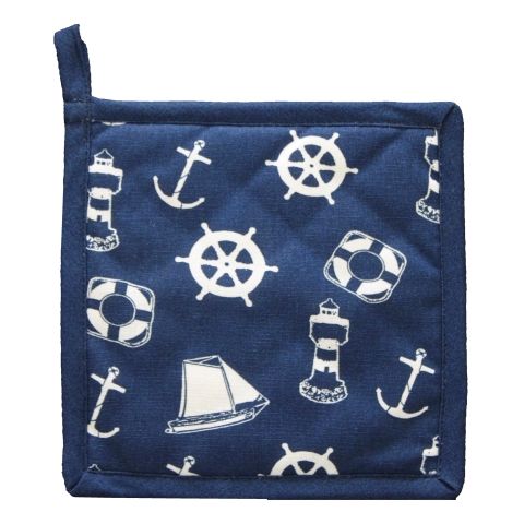 Topflappen Maritim Marineblau aus Baumwolle, gesteppt, 20 × 20 cm