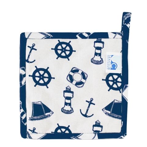 Topflappen Maritim beidseitiges Design aus Baumwolle, 20 × 20 cm