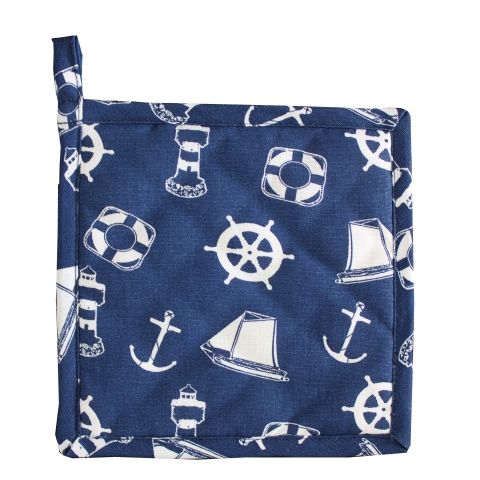Topflappen Maritim beidseitiges Design aus Baumwolle, 20 × 20 cm