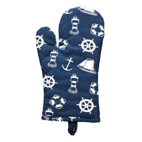 Ofenhandschuh Maritim beidseitiges Design aus Baumwolle, 17 × 30 cm
