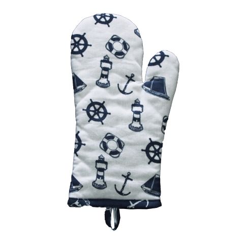Ofenhandschuh Maritim beidseitiges Design aus Baumwolle, 17 × 30 cm