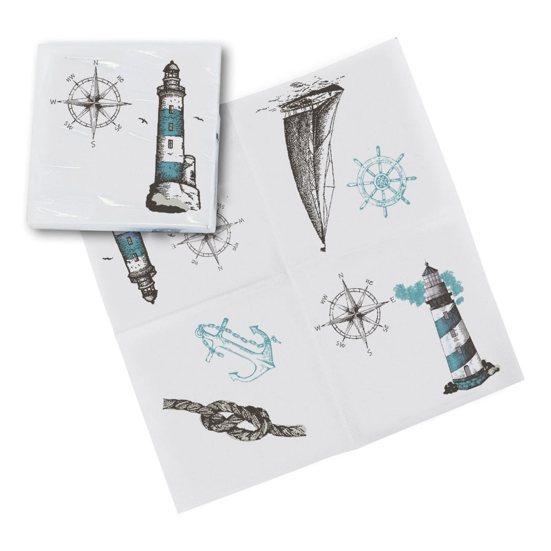 Servietten Leuchtturm Maritim aus Zellstoff, 33 × 33 cm, 20 Stück