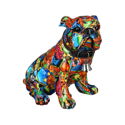 Figur, Hund, "Street Art", Bulldogge, Graffiti, Kunstharz