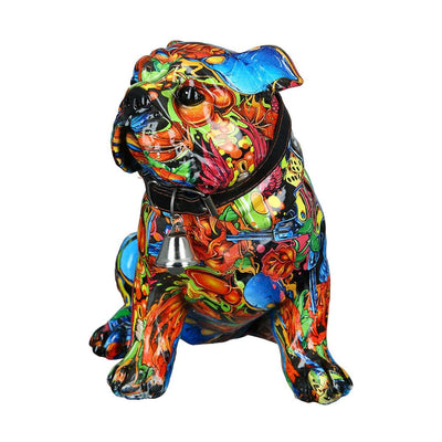 Figur, Hund, "Street Art", Bulldogge, Graffiti, Kunstharz