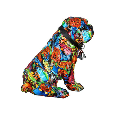 Figur, Hund, "Street Art", Bulldogge, Graffiti, Kunstharz