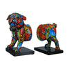 2tlg. Set, Buchstützen, Hund, "Street Art", Bulldogge, Graffiti, Kunstharz, mehrfarbig