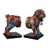2tlg. Set, Buchstützen, Hund, "Street Art", Bulldogge, Graffiti, Kunstharz, mehrfarbig