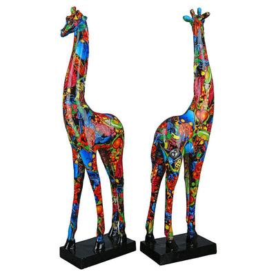 Skulptur, Giraffe, "Street Art", Graffiti, Kunstharz 2er Set