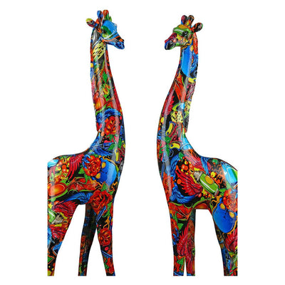 Skulptur, Giraffe, "Street Art", Graffiti, Kunstharz 2er Set