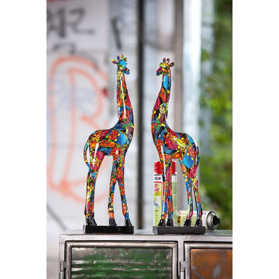 Skulptur, Giraffe, "Street Art", Graffiti, Kunstharz 2er Set