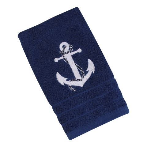 Gästehandtuch Marineblau mit Anker Stickerei aus Baumwolle 600 GSM, 30 × 50 cm