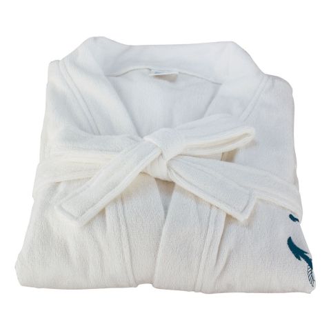 Bademantel Anker Weiß aus Baumwolle 400 GSM, Größen S M L, waschbar bei 40°