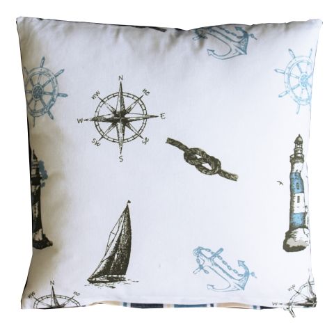 Maritimes Kissen Leuchtturm aus Baumwolle mit Polyester Füllung, 40 × 40 cm