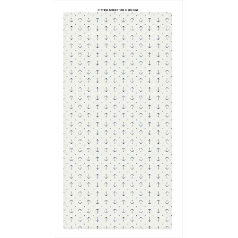 Spannbettlaken Anker Weiß aus Baumwolle, 100 × 200 cm, waschbar bei 40°
