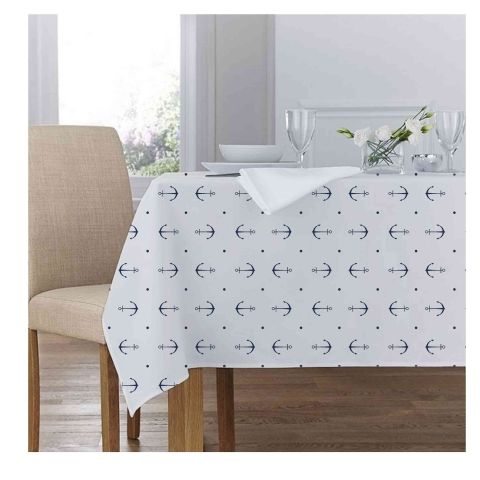 Tischdecke Anker Weiß aus Baumwolle, 80 × 80 cm, waschbar bei 40°