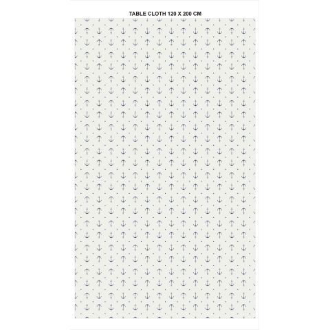 Tischdecke Anker Weiß aus Baumwolle, 120 × 200 cm, waschbar bei 40°