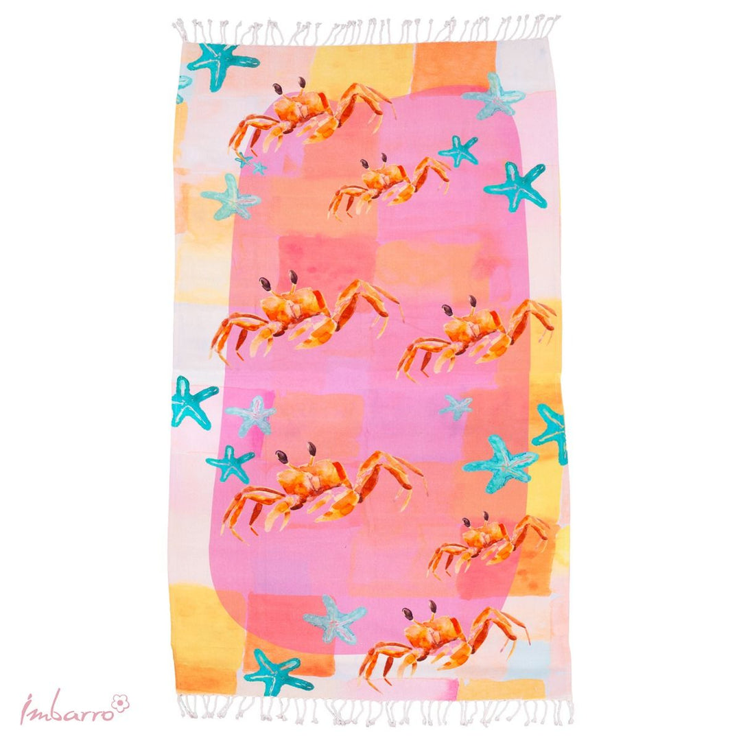 Hamamtuch Crab Paradise – farbenfrohes Strandtuch mit Krabben Design aus Baumwolle