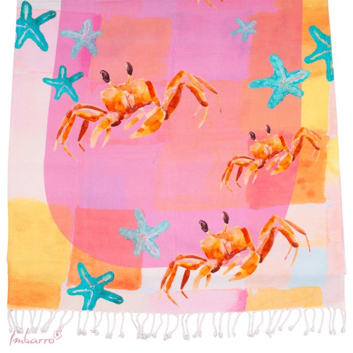 Hamamtuch Crab Paradise – farbenfrohes Strandtuch mit Krabben Design aus Baumwolle
