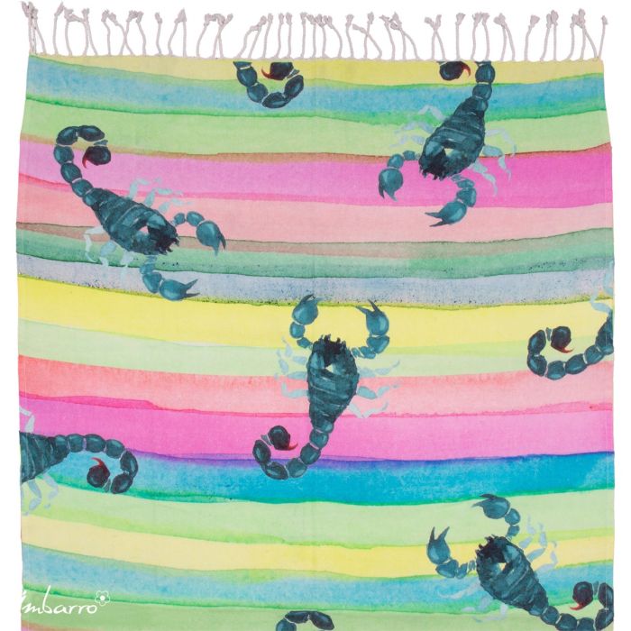 Hamamtuch Scorpion Paradise – farbenfrohes Baumwolltuch mit Skorpion Motiv