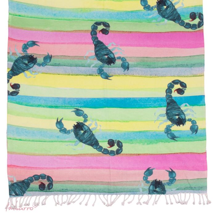 Hamamtuch Scorpion Paradise – farbenfrohes Baumwolltuch mit Skorpion Motiv