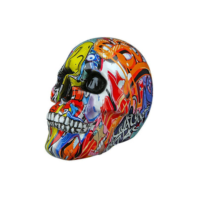 Dekoobjekt, Totenschädel, "Street Art", Graffiti, Kunstharz 2er Set