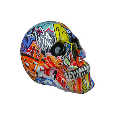 Dekoobjekt, Totenschädel, "Street Art", Graffiti, Kunstharz 2er Set