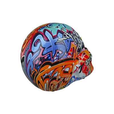 Dekoobjekt, Totenschädel, "Street Art", Graffiti, Kunstharz 2er Set