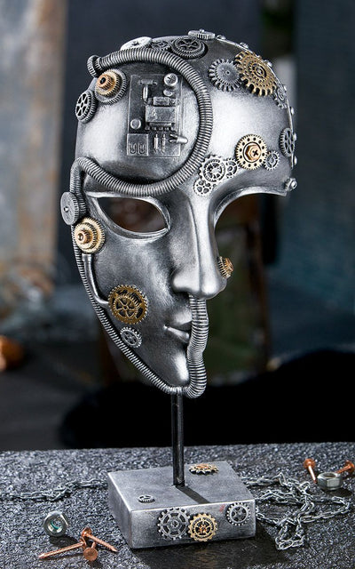 Skulptur, Gesicht, "Steampunk face", Kunstharz