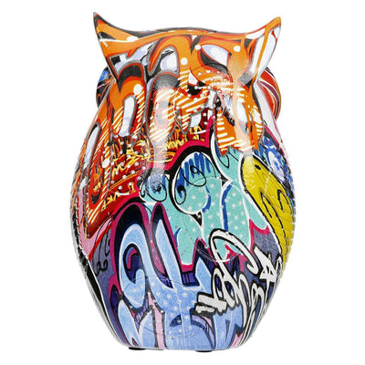 Figur, Eule, "Street Art", Graffitimotiv, Kunstharz 2er Set