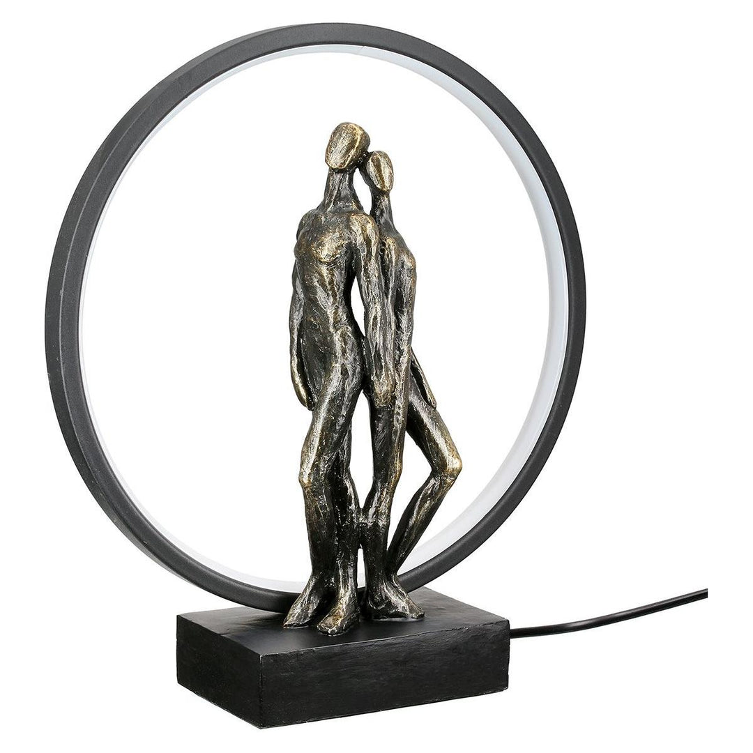 Tischleuchte (LED), rund, "Herzleuchten", Paarmotiv