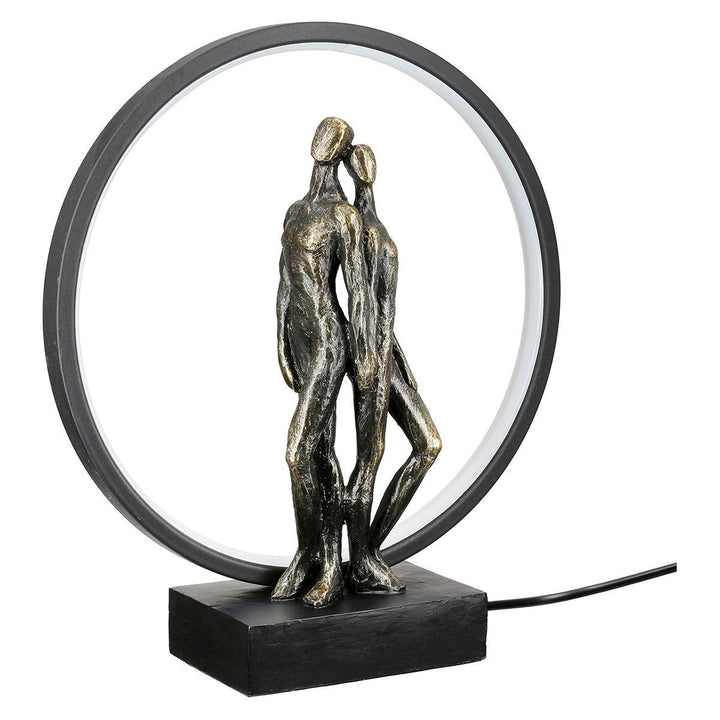 Tischleuchte (LED), rund, "Herzleuchten", Paarmotiv