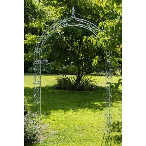 Rosenbogen 242 cm – eleganter Gartenbogen aus verzinktem Eisen in Zinkoptik