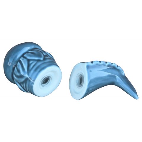 Salz und Pfefferstreuer Qualle und Fischflosse – maritimes Set aus Steingut in Blau