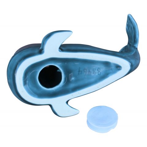 Spardose Wal – maritime Sparfigur aus Steingut in Blau