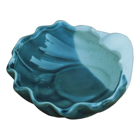 Schale Muschel – maritime Dekoschale aus Steingut in Blau Weiß