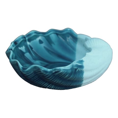 Schale Muschel – maritime Dekoschale aus Steingut in Blau Weiß