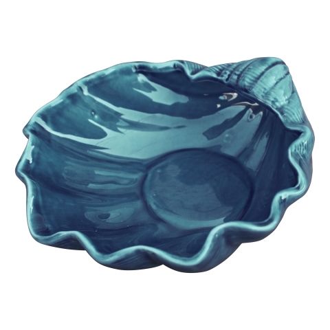 Schale Muschel groß – maritime Dekoschale aus Steingut in Blau