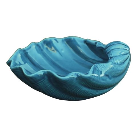 Schale Muschel groß – maritime Dekoschale aus Steingut in Blau