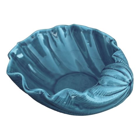 Schale Muschel groß – maritime Dekoschale aus Steingut in Blau