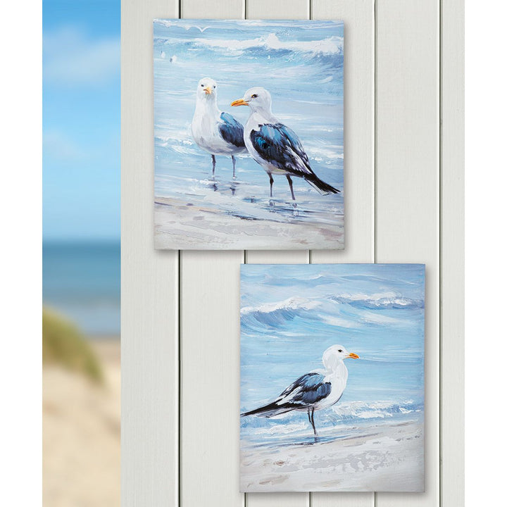 2er Set Bild rechteckig „Möwe“ – harmonische Leinwandbilder mit maritimem Strandmotiv