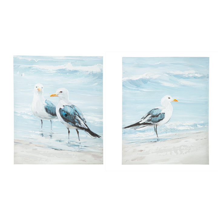 2er Set Bild rechteckig „Möwe“ – harmonische Leinwandbilder mit maritimem Strandmotiv