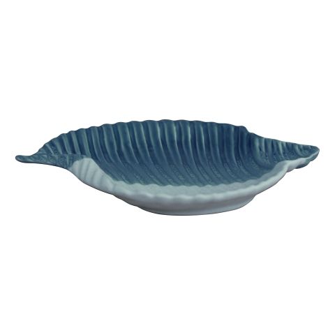 Platte Muschel groß – maritime Servierplatte aus Steingut in Blau Weiß