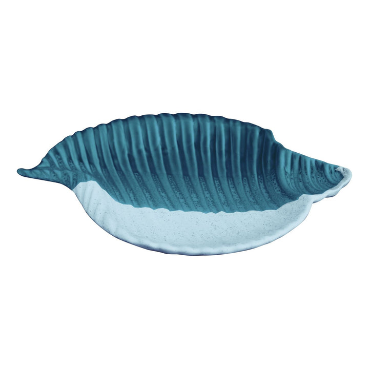 Platte Muschel groß – maritime Servierplatte aus Steingut in Blau Weiß