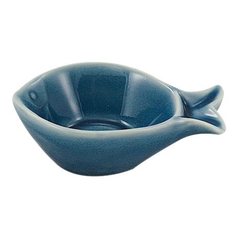 Schälchen Fisch klein 4er Set – maritime Mini Schalen aus Steingut in Blau